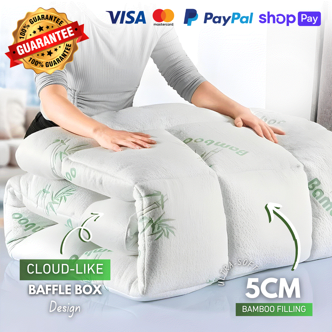 Bamboo Mattress Topper - Sleep Cooler, Wake Up Pain-Free