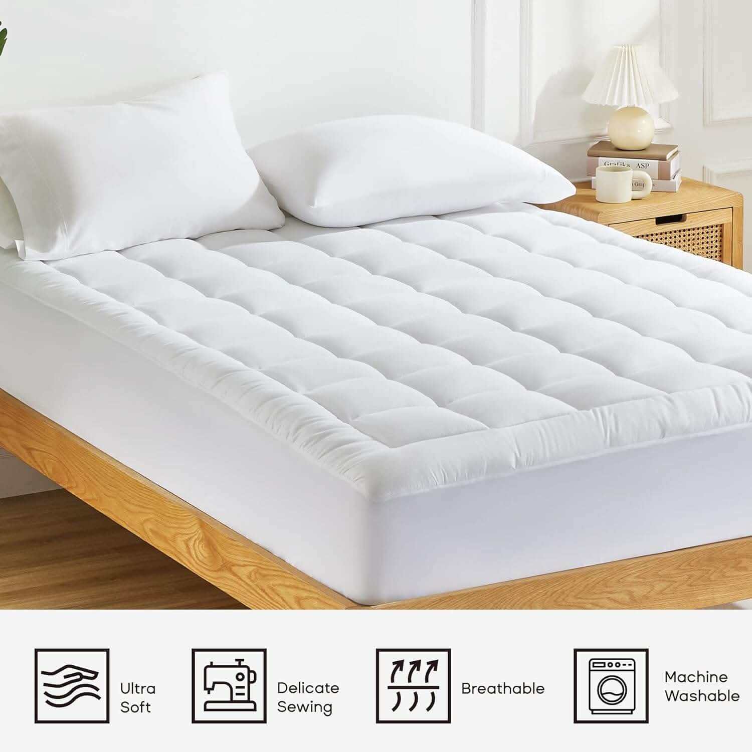 Bamboo Mattress Topper - Sleep Cooler, Wake Up Pain-Free