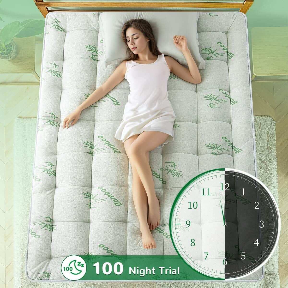 Bamboo Mattress Topper - Sleep Cooler, Wake Up Pain-Free