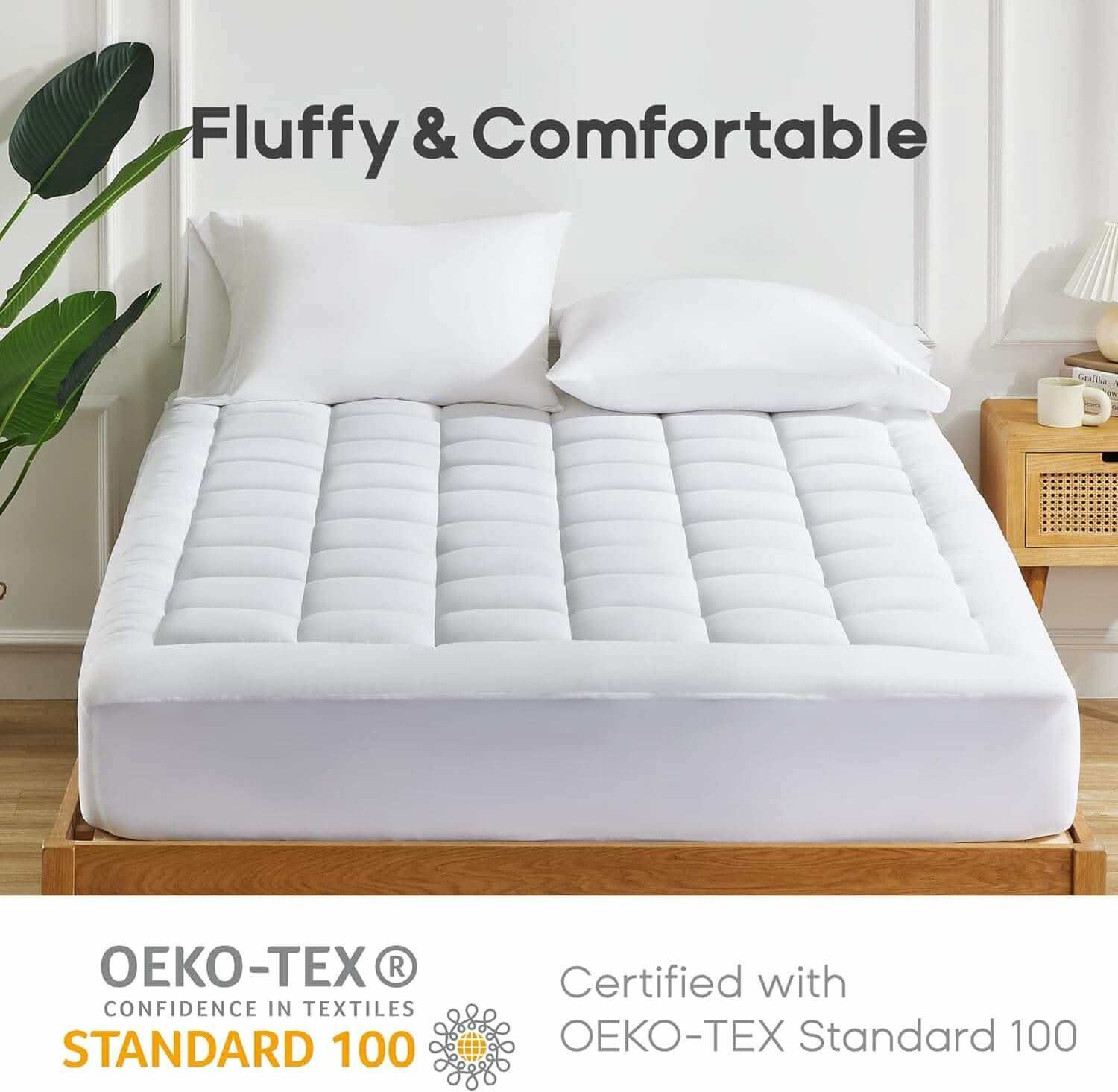 Bamboo Mattress Topper - Sleep Cooler, Wake Up Pain-Free