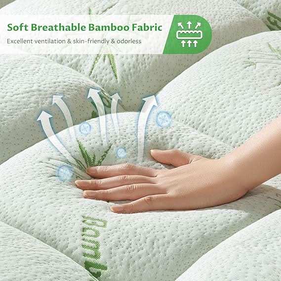 Bamboo Mattress Topper - Sleep Cooler, Wake Up Pain-Free