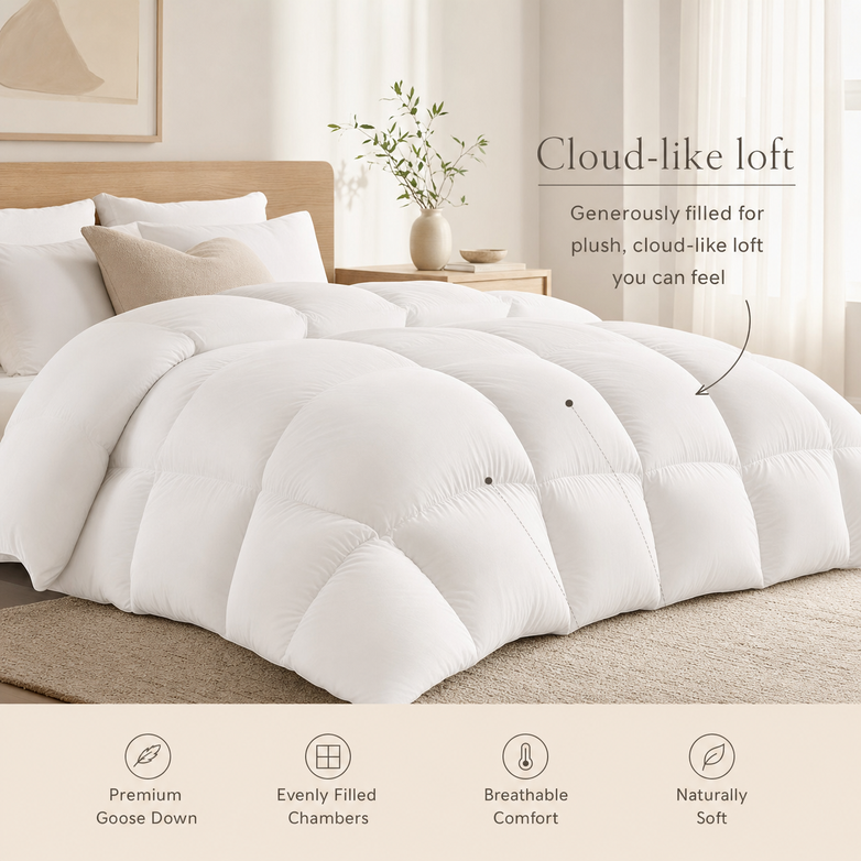 Goose Down Quilt - Trap Natural Warmth, Sleep Under Cloud-Like Comfort