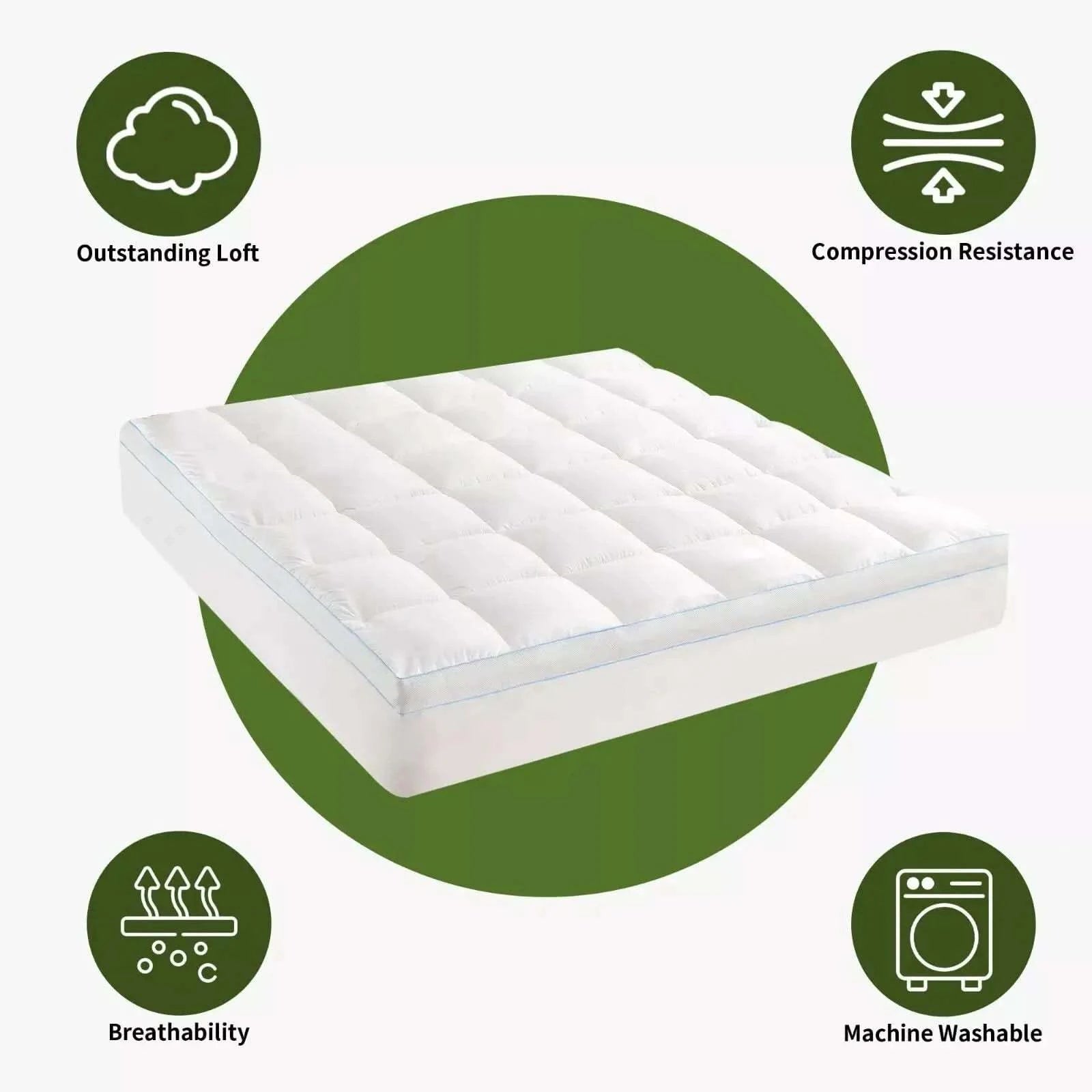 Bamboo Mattress Topper - Sleep Cooler, Wake Up Pain-Free