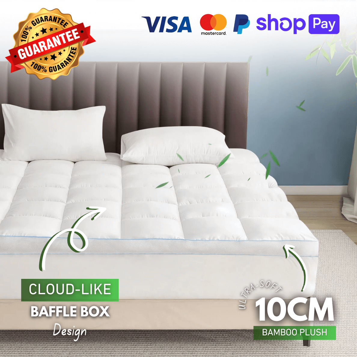 Bamboo Mattress Topper - Sleep Cooler, Wake Up Pain-Free