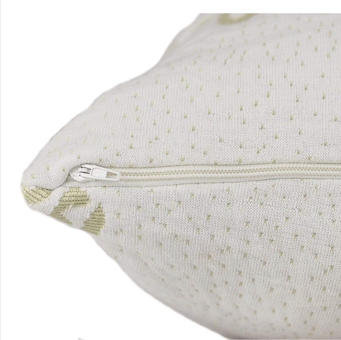 Close-up of Adorearth™ Organic Bamboo Memory Foam Pillow with zipper detail, showcasing premium Australian quality.