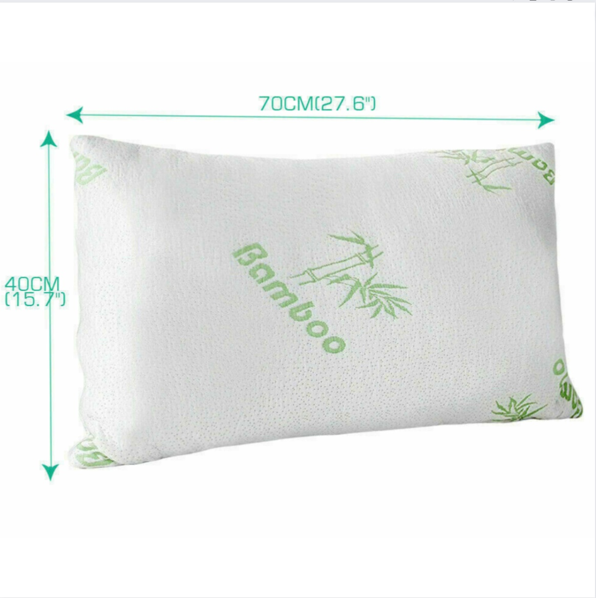 Organic Bamboo Memory Foam Pillow by Adorearth™ with dimensions 70cm x 40cm suitable for an eco-friendly sleep experience