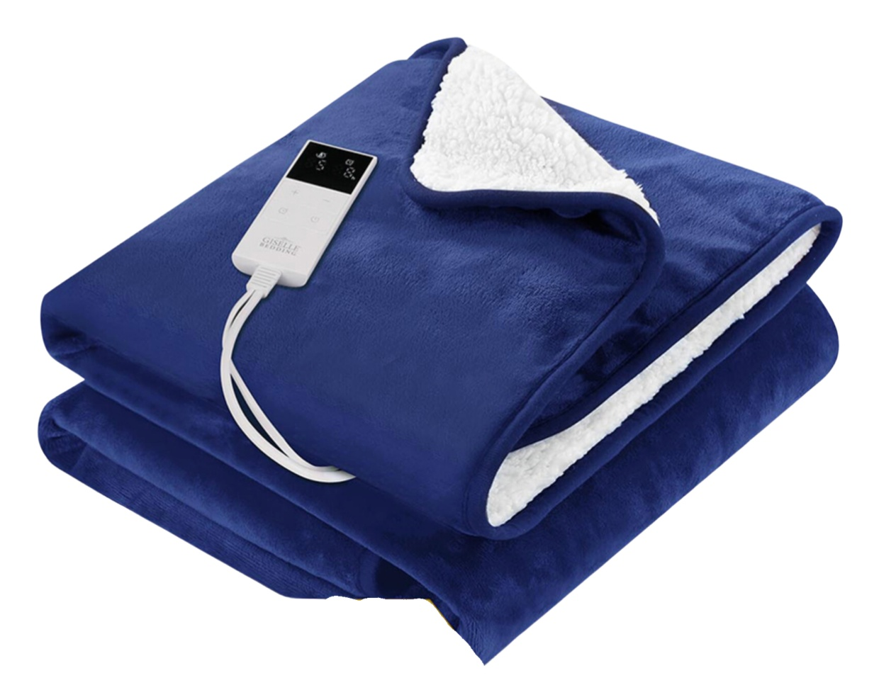 Adorearth™ Electric Throw Rug in royal blue with control unit for adjustable heating