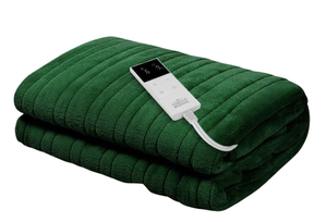 Adorearth™ Electric Throw Rug in forest green with attached remote control