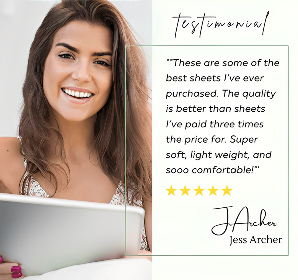 Customer with bamboo sheets giving a positive review about cooling comfort and softness.