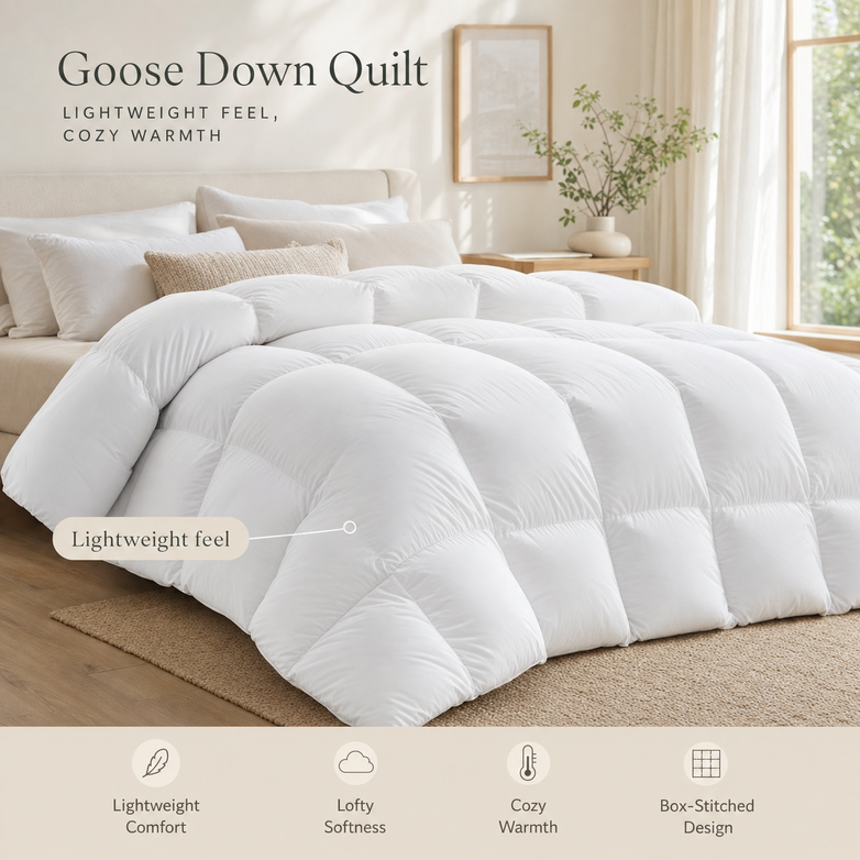 Goose Down Quilt - Trap Natural Warmth, Sleep Under Cloud-Like Comfort