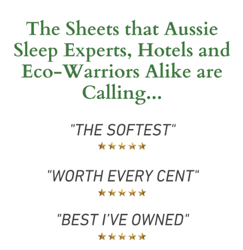 Graphic displaying expert and customer praise for Adorearth bamboo sheets, highlighting softness, value, and comfort.