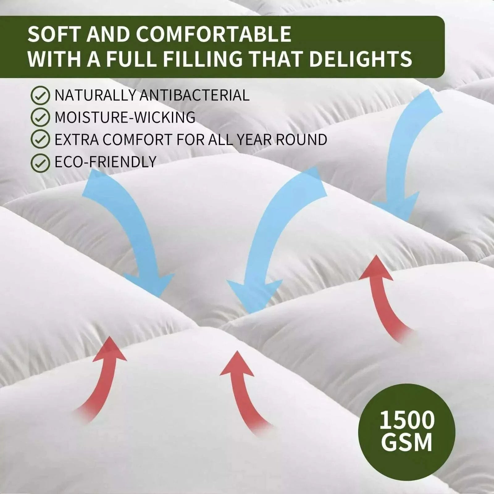 Bamboo Mattress Topper - Sleep Cooler, Wake Up Pain-Free