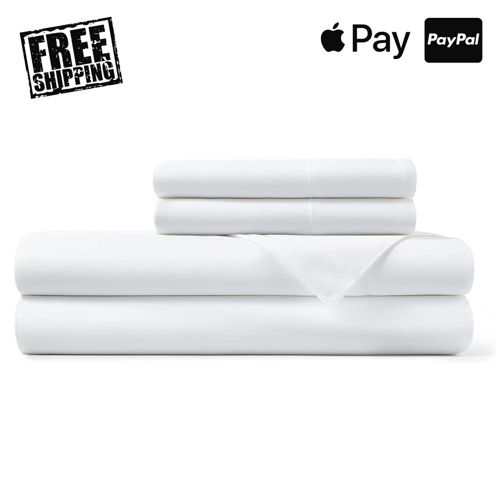 Adorearth Bamboo Sheets - White, King Queen Double Single