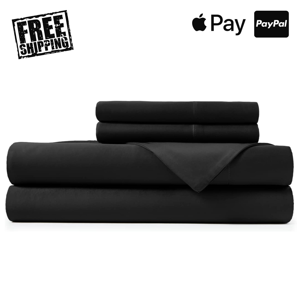 Adorearth Bamboo Sheets - Black, King Queen Double Single