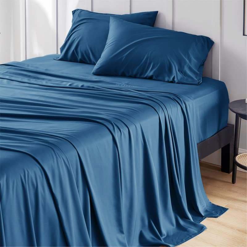 Adorearth Bamboo Sheets - Blue, King Queen Double Single