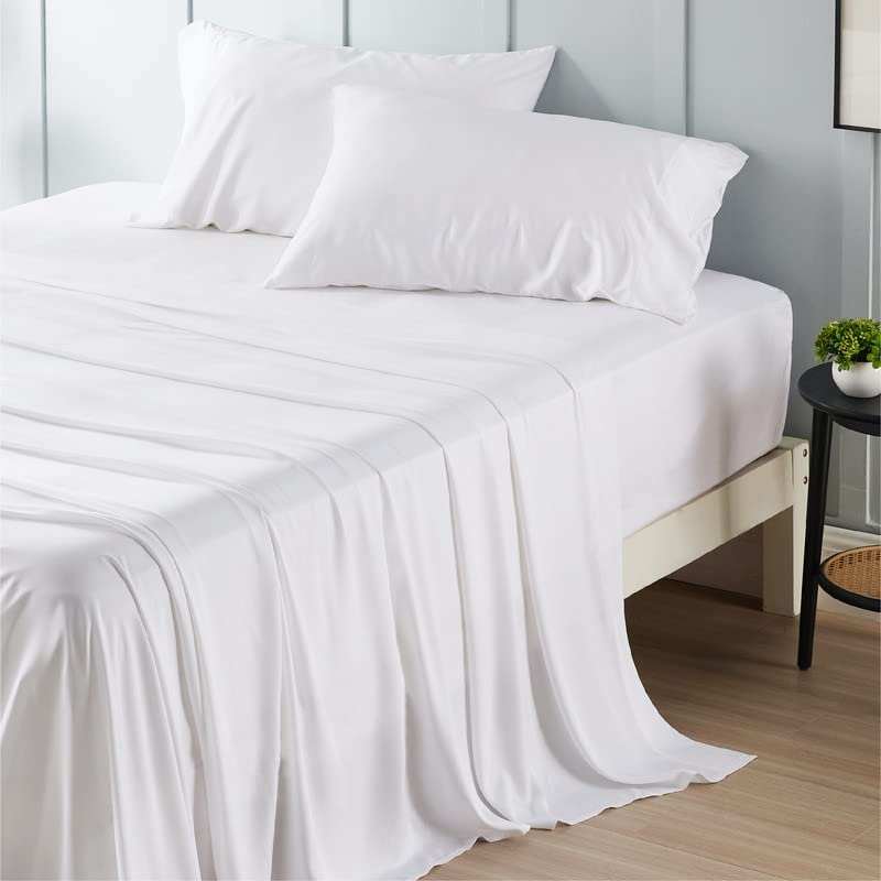 Adorearth Bamboo Sheets - White, King Queen Double Single