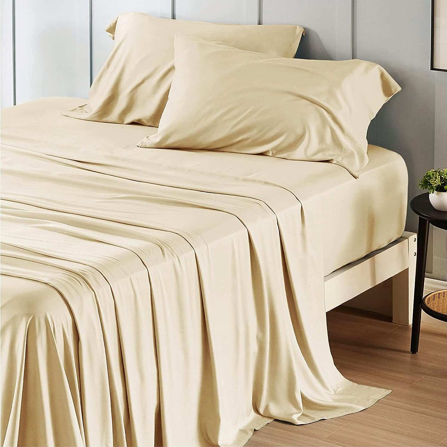 Adorearth Bamboo Sheets - Cream, King Queen Double Single